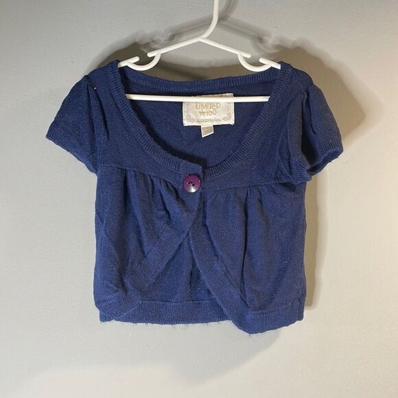 Navy Blue Short Sleeve Cropped Cardigan - Picture 1 of 10